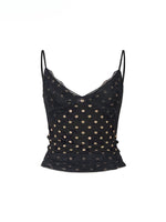 Irregular Tie-Dye Polka Dot Lace Vest