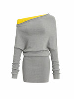 Black & Gray Asymmetric Layered Knit Dress