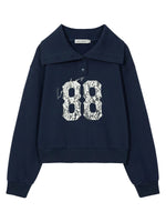Vintage Lace Collar Embroidered Sweatshirt