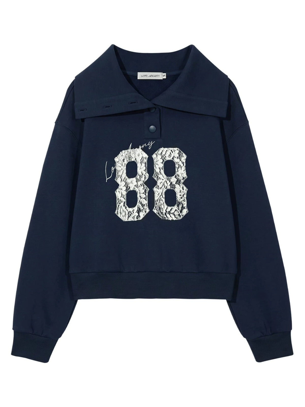 Vintage Lace Collar Embroidered Sweatshirt