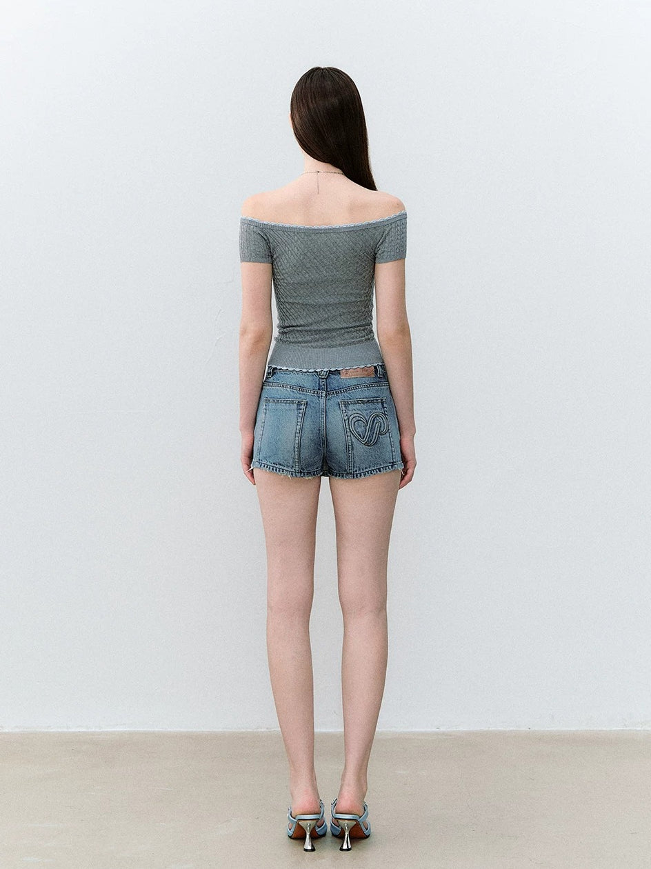 Vintage Bamboo Wash Denim Mini Skort