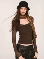 Vintage Leopard Print Pleated Long Scarf