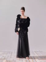 Sequin Mesh Fishtail Dress