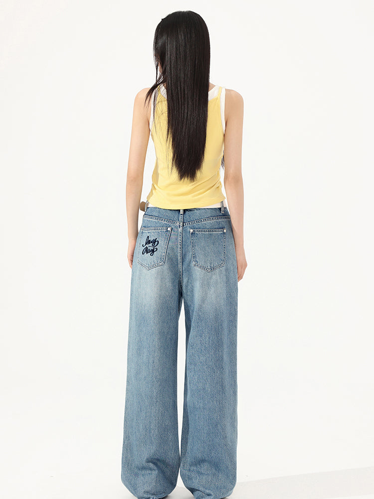 Fake Two-Piece Contrast-Color Spliced Tank Top