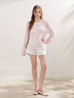 Sheer Letter Printed Cover T-shirt