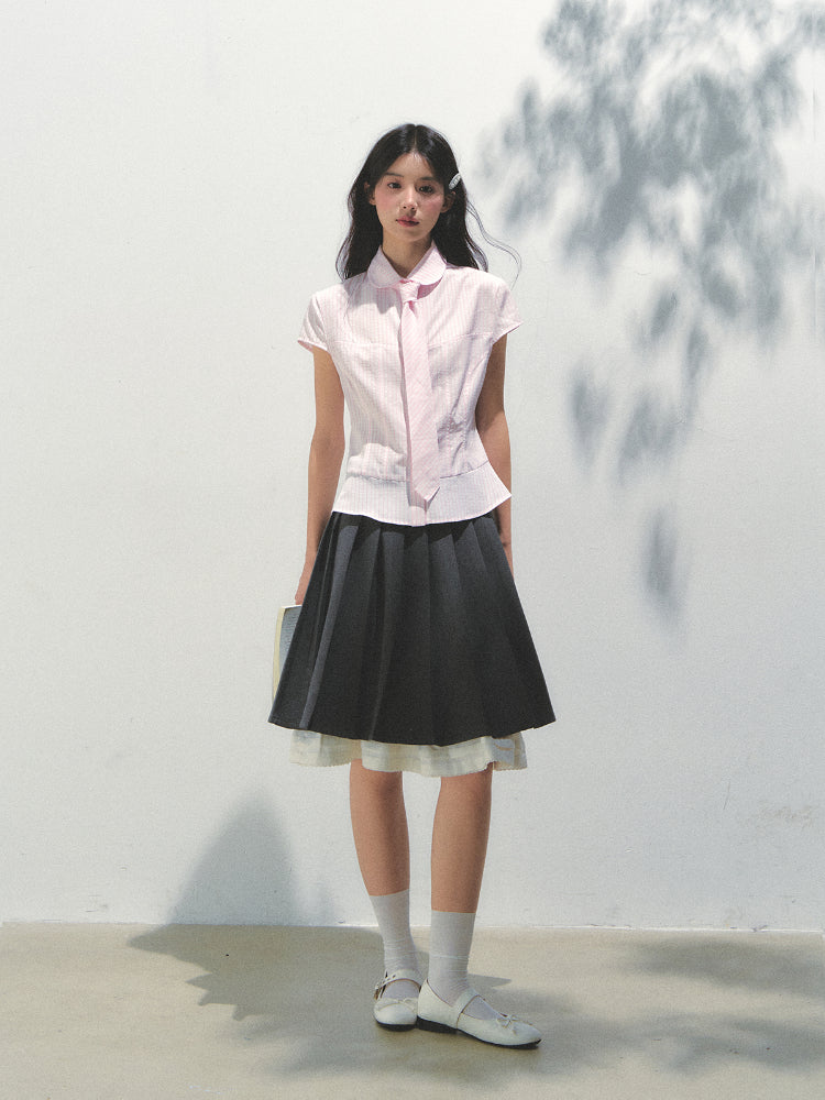 Pink Checkered Colorful Button Tie Shirt