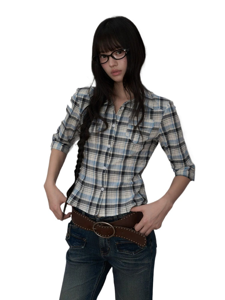 Plaid Ruched Shirt