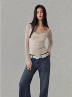 Lace Cowl Neck Top
