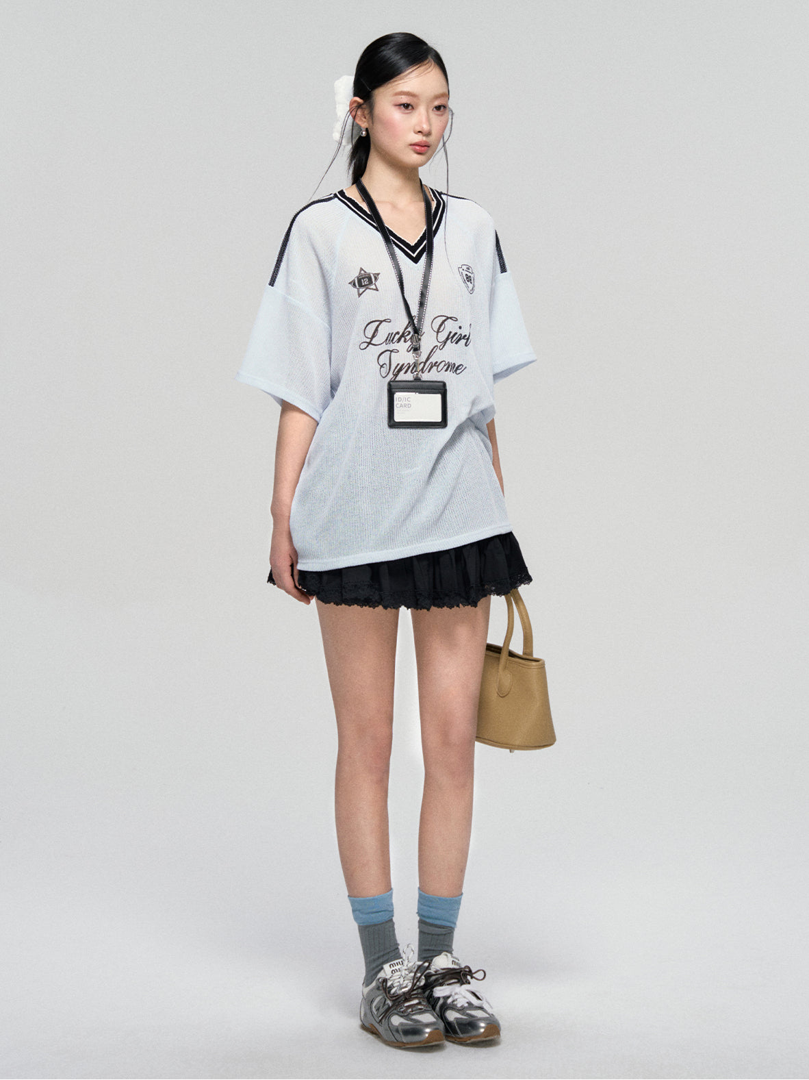 Textured Contrast Trim Sports T-shirt