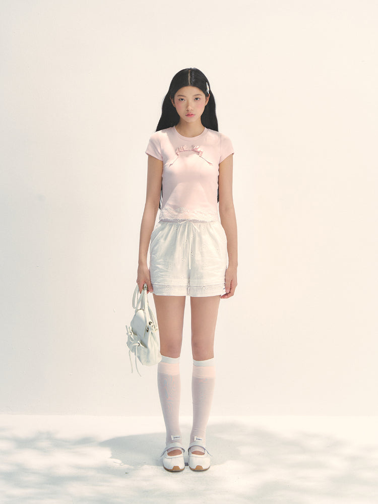 3D Bow Soft Short-sleeve T-shirt