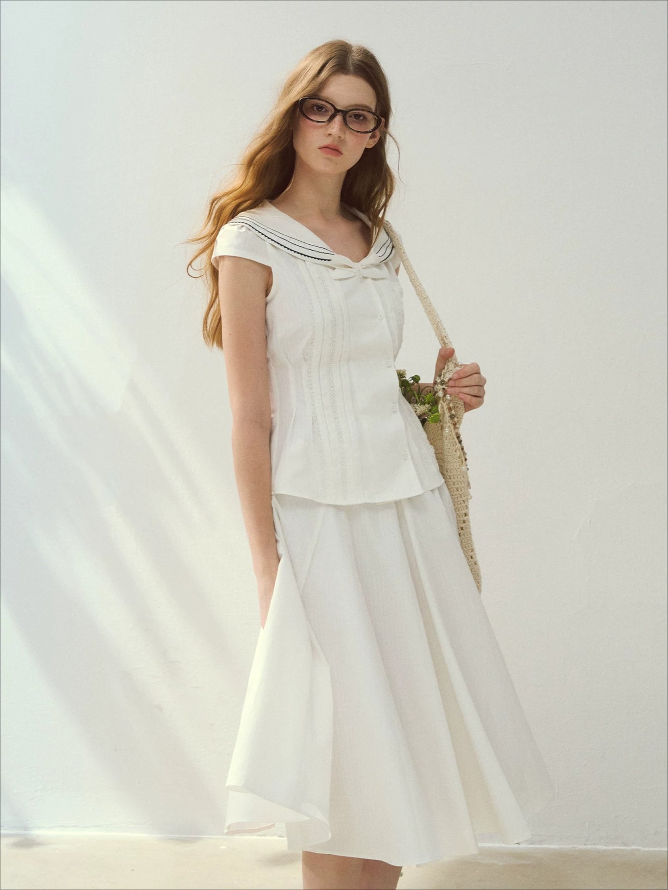 "Island Poetry" Sailor Collar Shirt Set