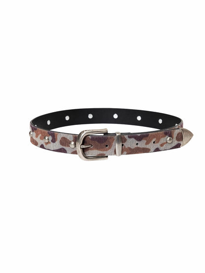 Camo Pony Hair Studded Belt