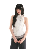 White Star Printed Halter Top