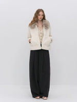 Contrast Collar Shearling Coat