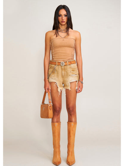 Rage Wild Denim Short Camisole Wild Brown