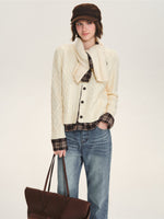 Cable Knit Cardigan & Scarf Set