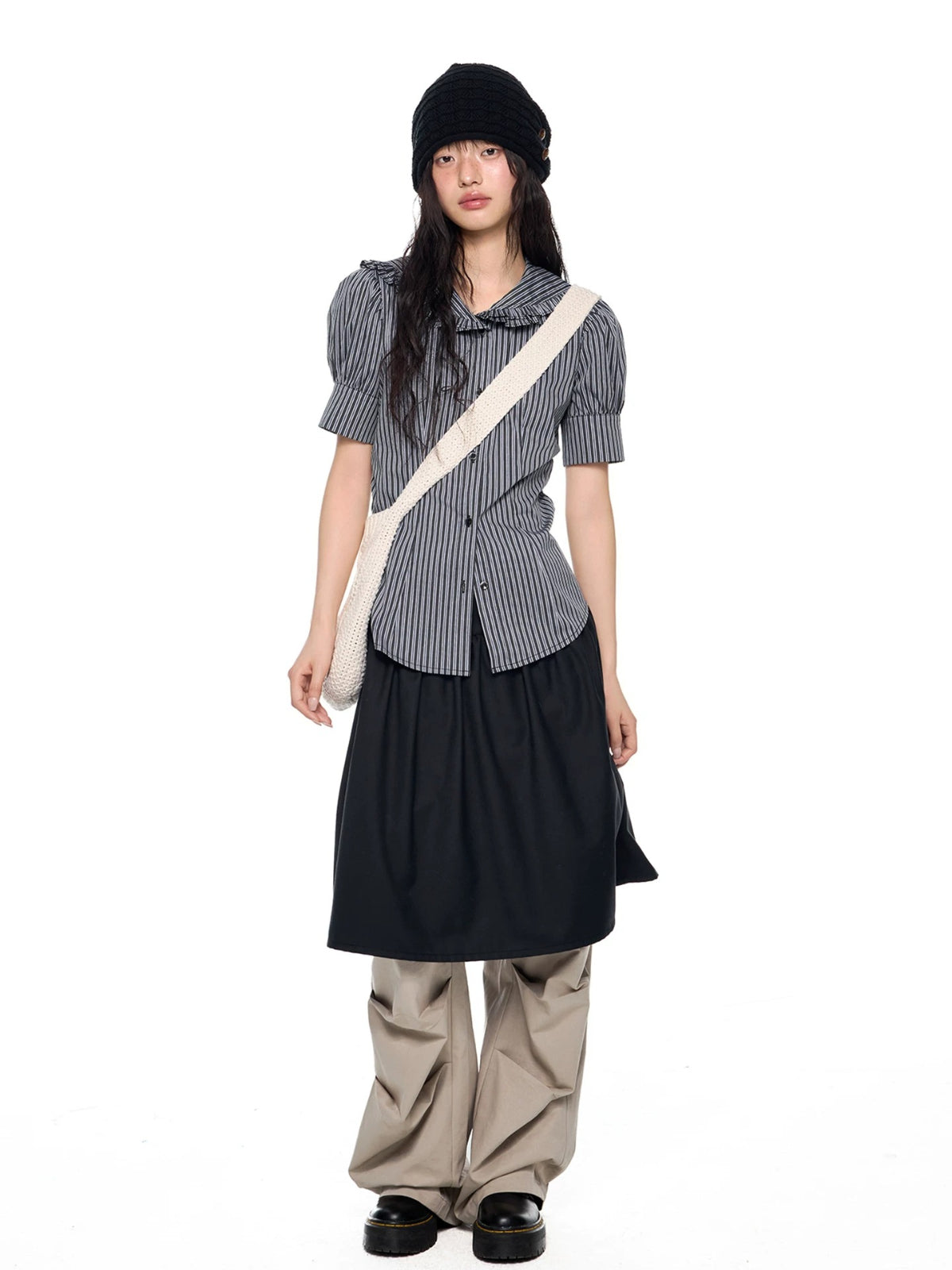 Striped Doll Collar Shirt