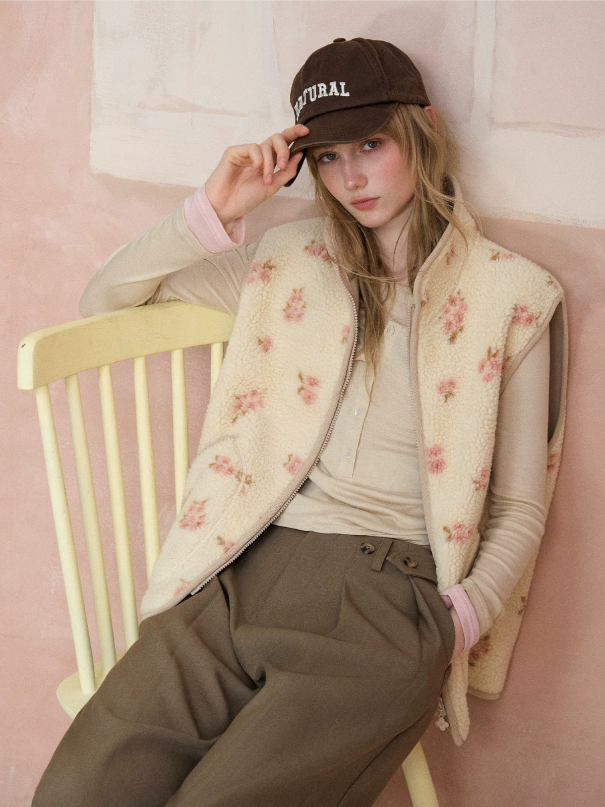 Floral Sherpa Fleece Vest