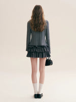 Plaid Bow Knit Cardigan