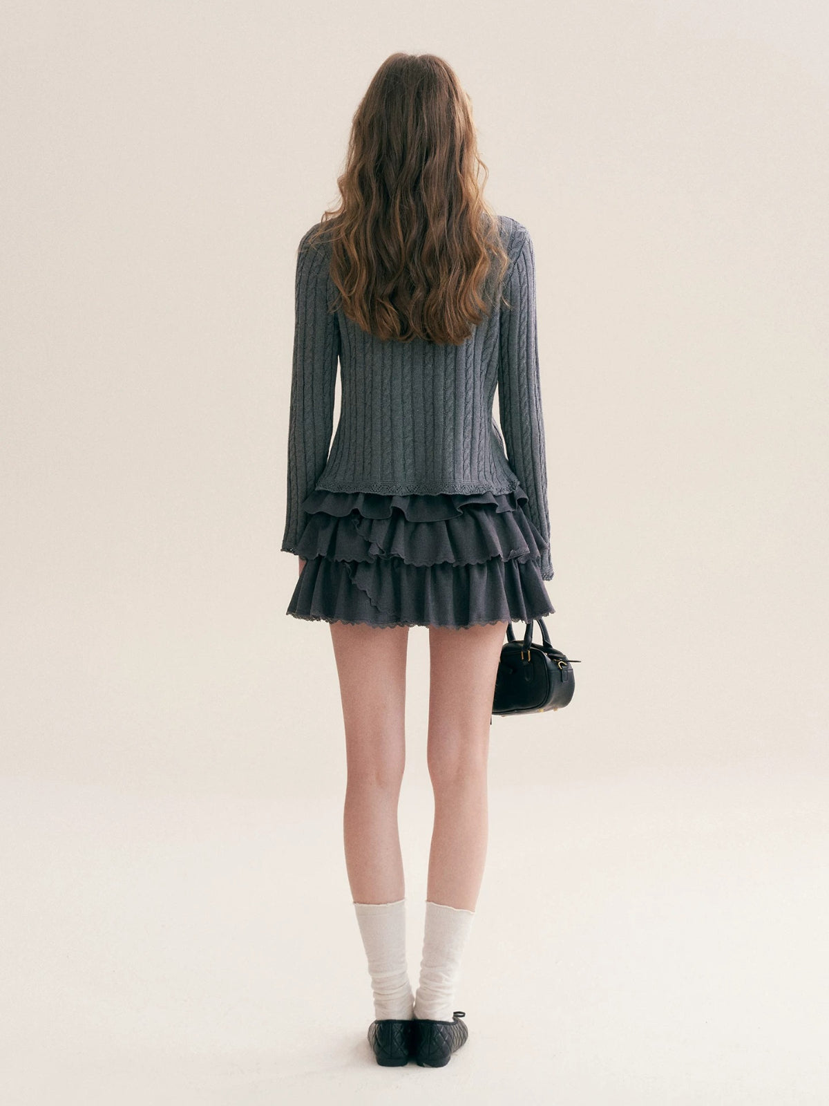 Plaid Bow Knit Cardigan