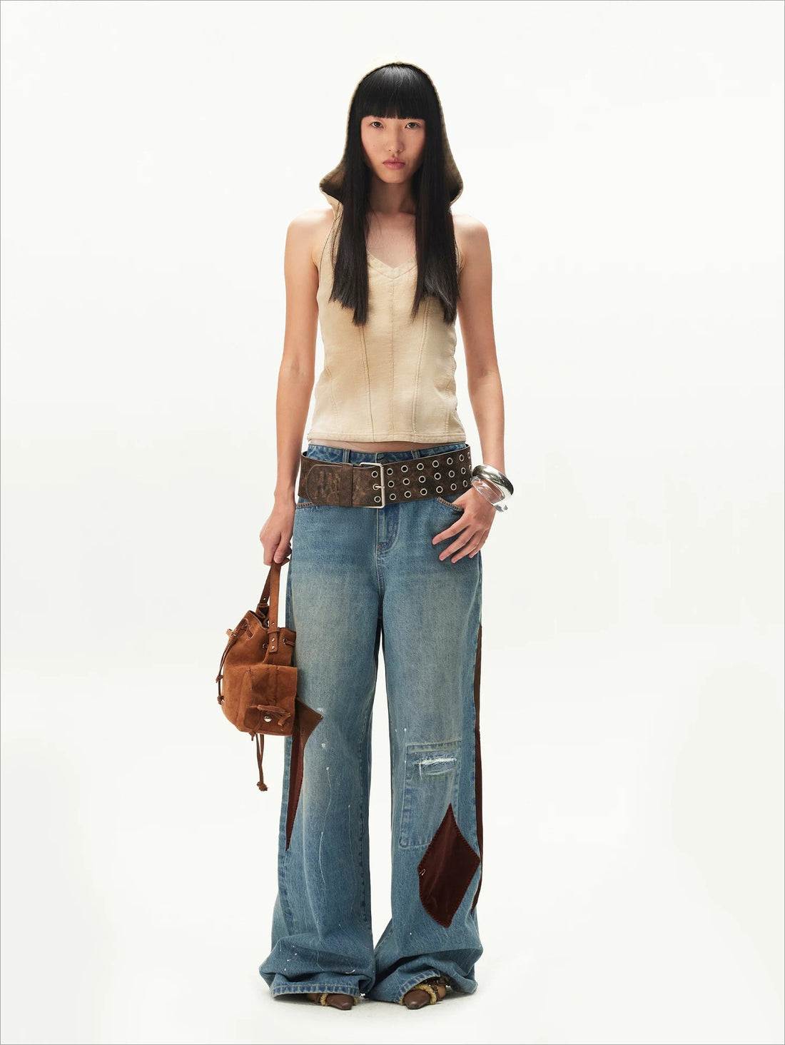 Hooded V-Neck Distressed Sleeveless Top