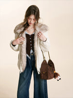 Brown & White Fur Collar Parka Jacket