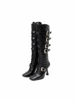 Buckled Knee-High Boots