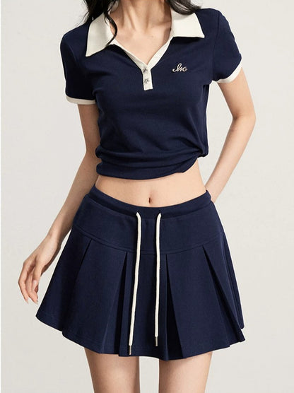 Contrast Polo &amp; Skirt Set