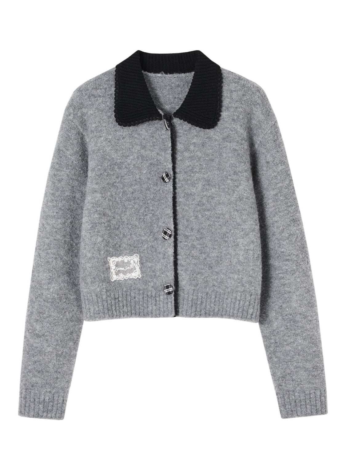 Loop‑Fleece Small Lapel Cardigan