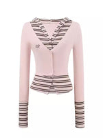 Lyocell Layered Stripe Hooded Top