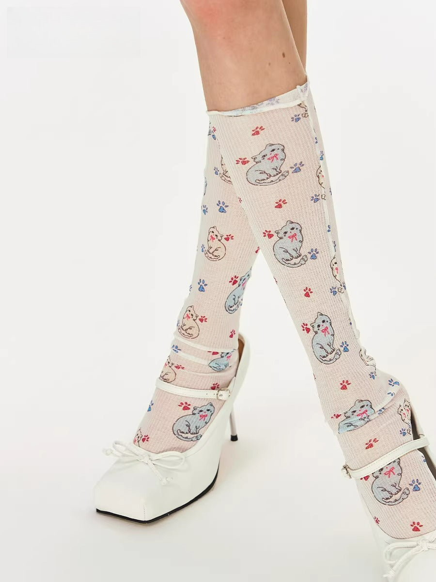 MeowMeow Cat Paw Mid-Calf Socks