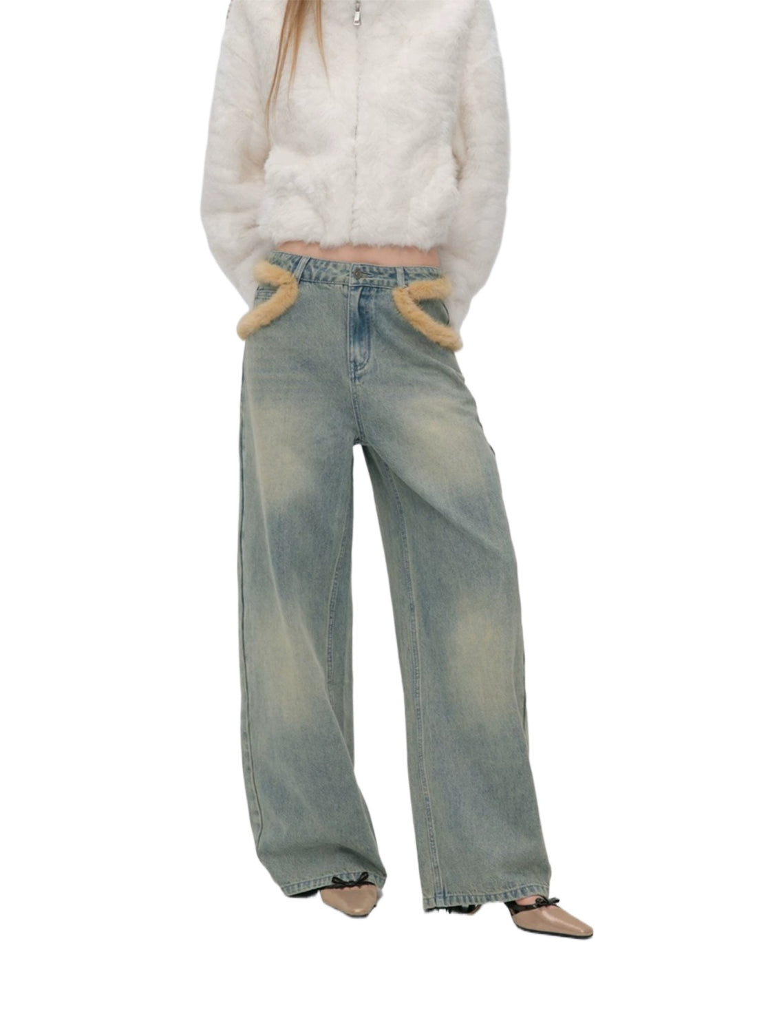 Vintage Washed Wide Leg Jeans