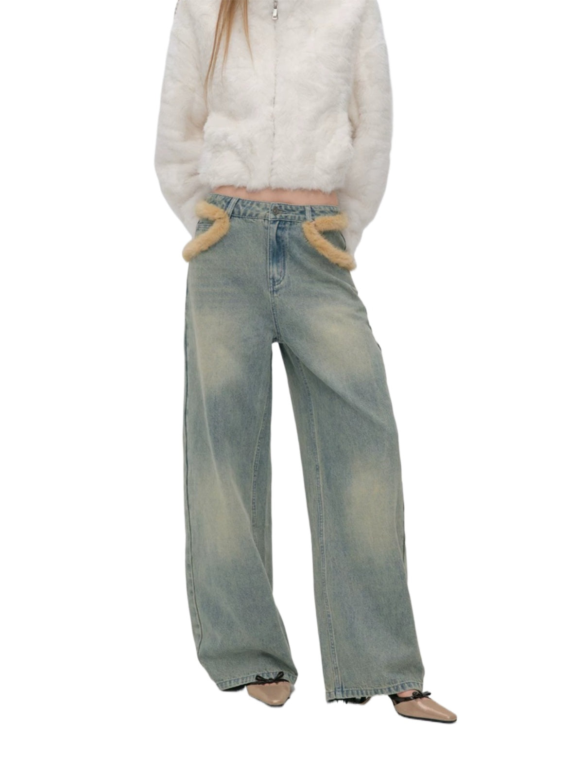 Vintage Washed Wide Leg Jeans