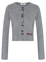 Chain Embroidered Cropped Knit Cardigan