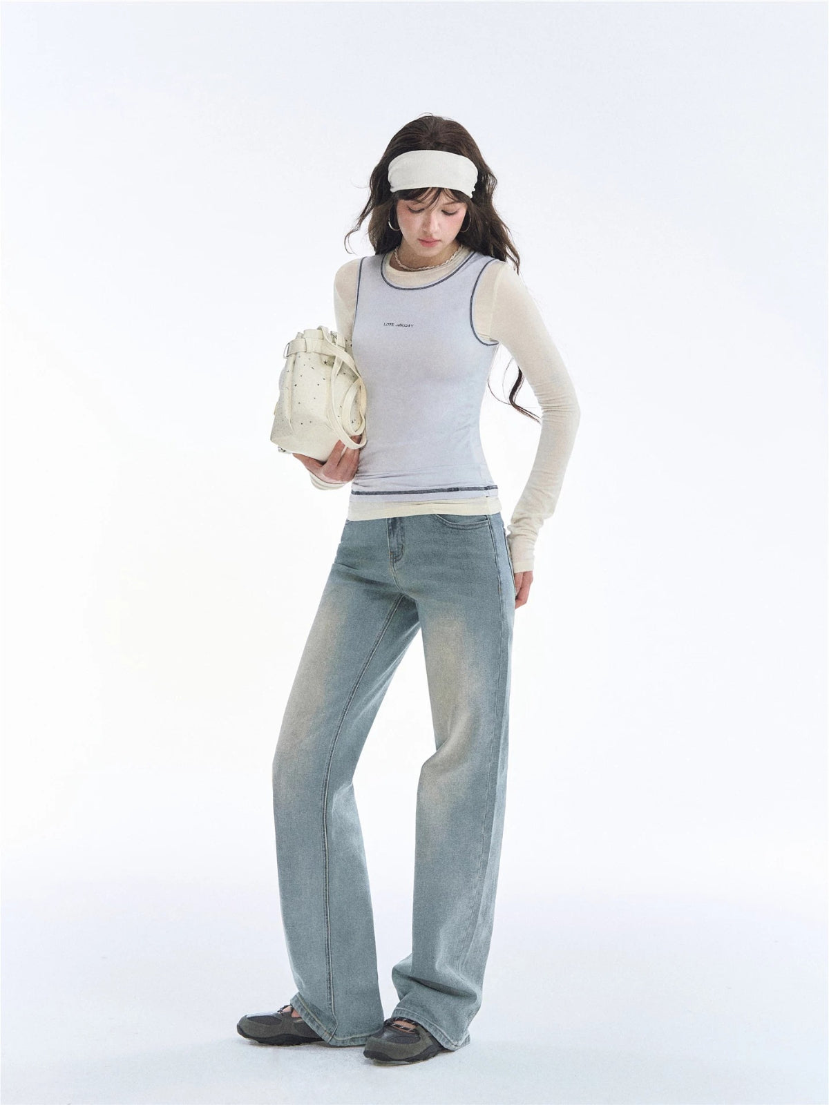 Modal Contrast Layered Long Sleeve Top