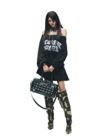 Punk Graffiti Off-Shoulder Tee