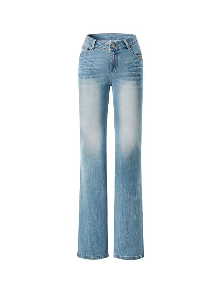 +5CM N5 Wave Washed Straight Jeans