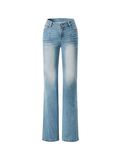 +5CM N5 Wave Washed Straight Jeans