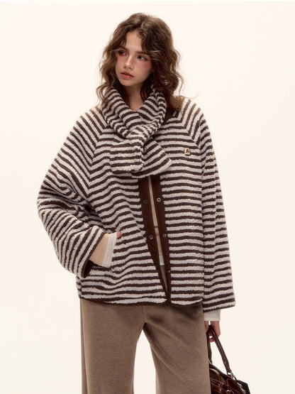 Reversible Striped Sherpa Jacket