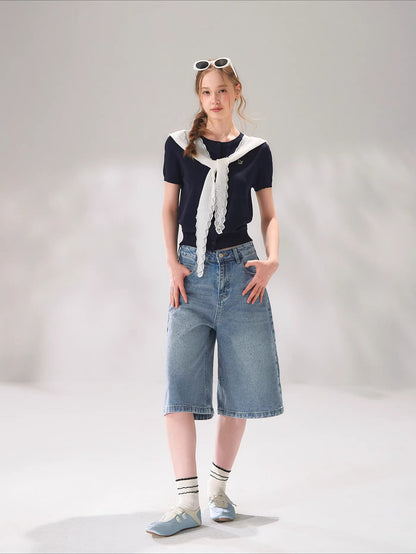 Striped Knit Sailor Top