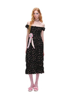 Floral Lace Puff-Sleeve Dress