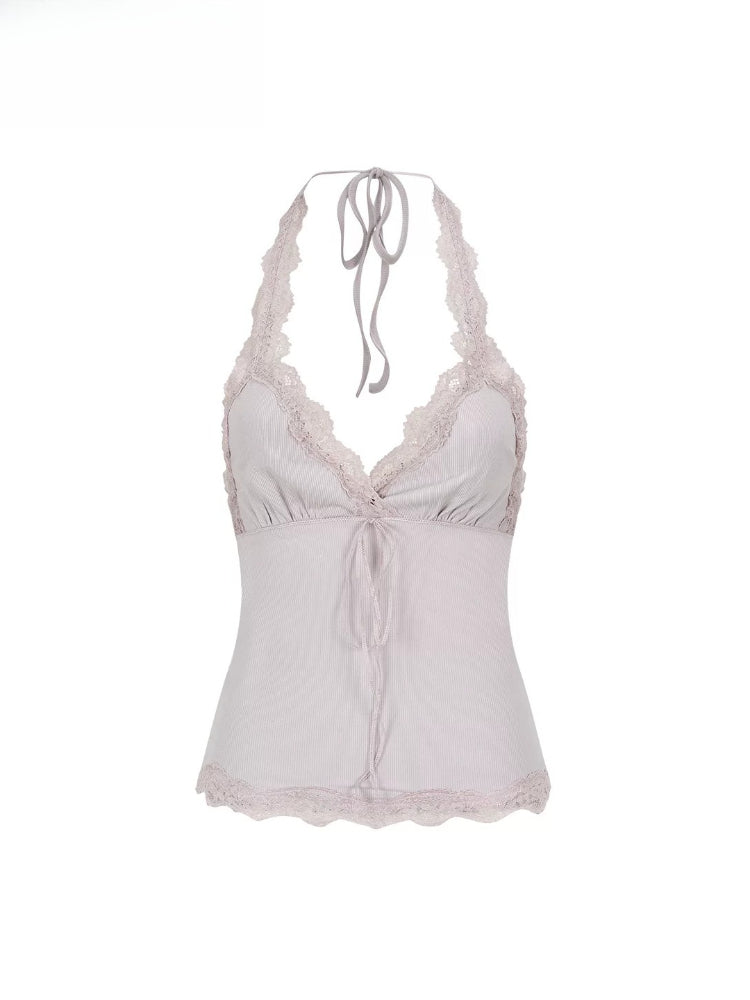 Lace Bow Halter Top