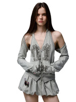 Hooded Backless Vest & Hoodie Set
