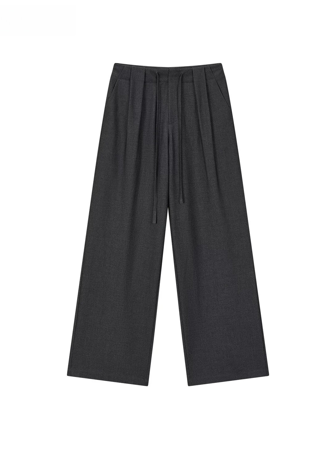 Pleated Drawstring Wide Trousers