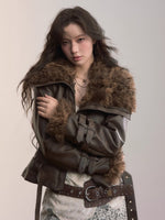 Faux Shearling Fur Collar Short Jacket
