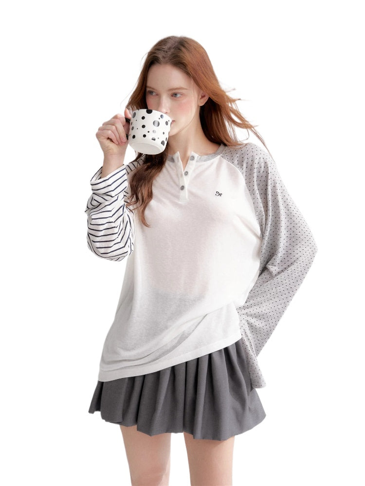 Raglan Henley Long Sleeve Top