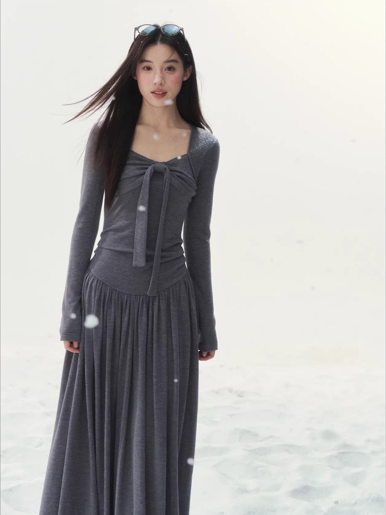 Gray Moss Trace Knit Dress