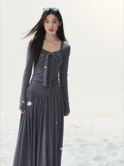 Gray Moss Trace Knit Dress