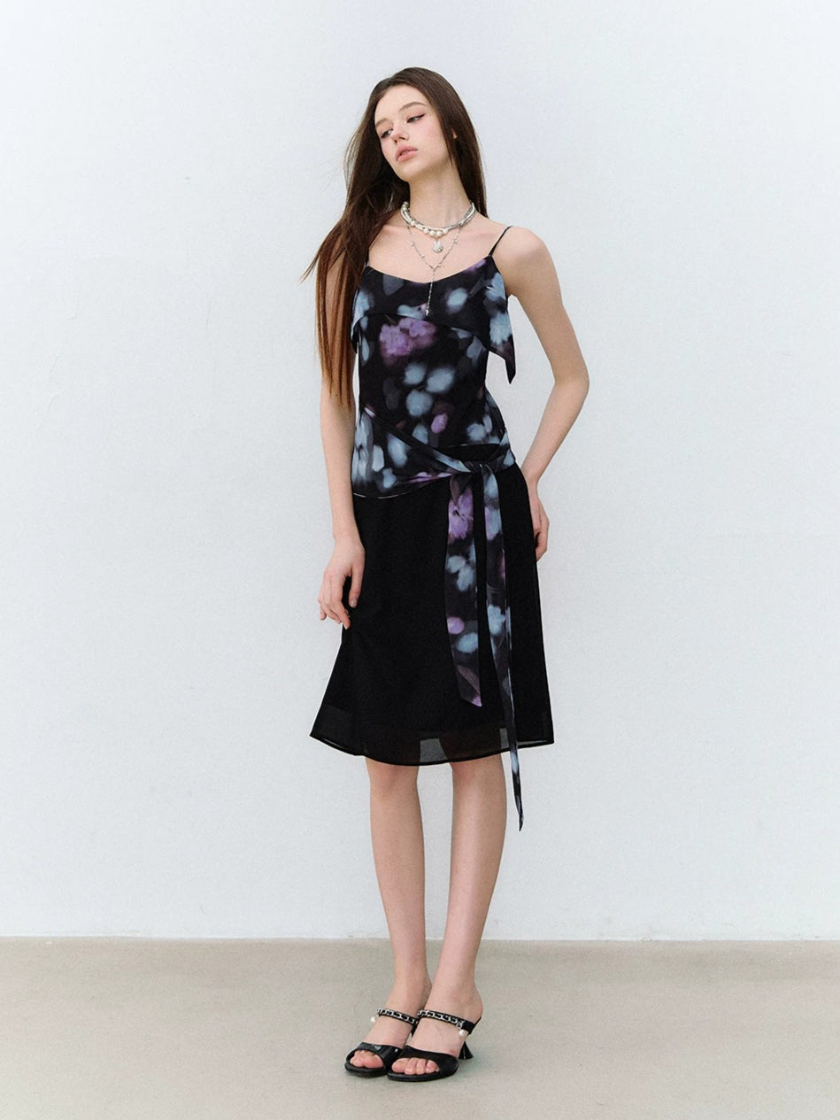 Ink Bloom Tie Strap Dress