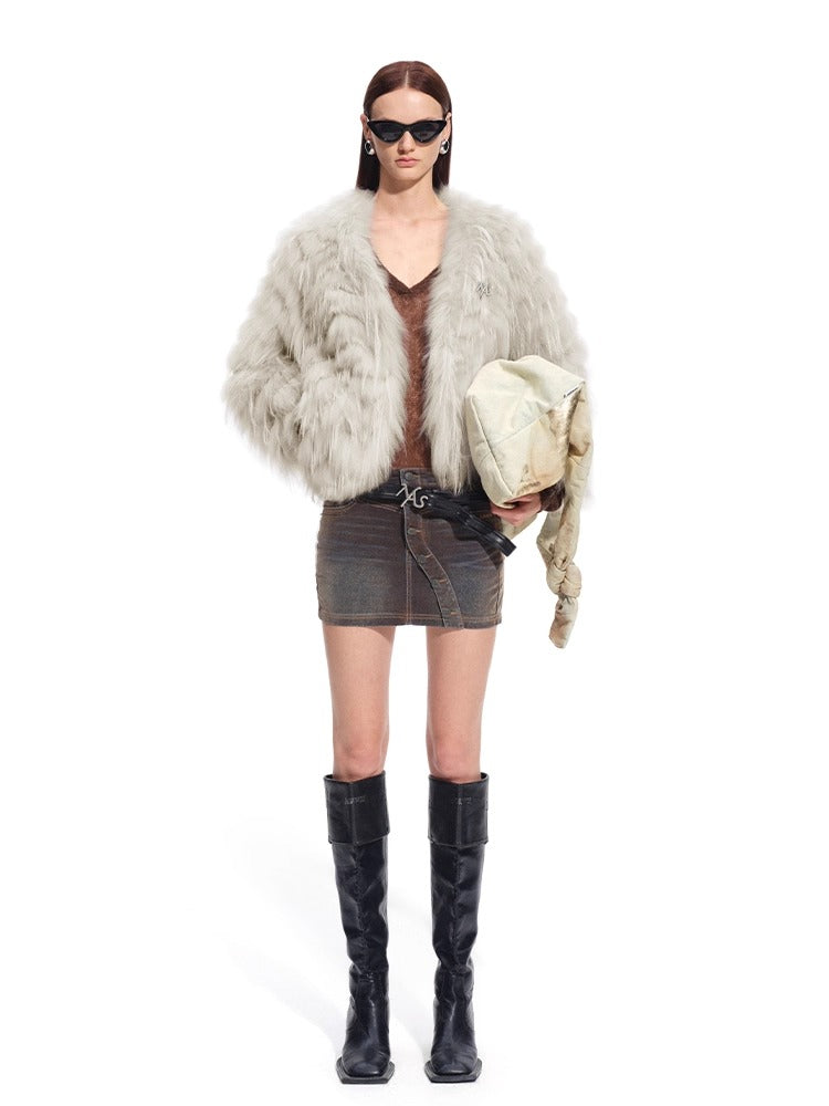 Bordeaux Raccoon & Rabbit Fur Jacket